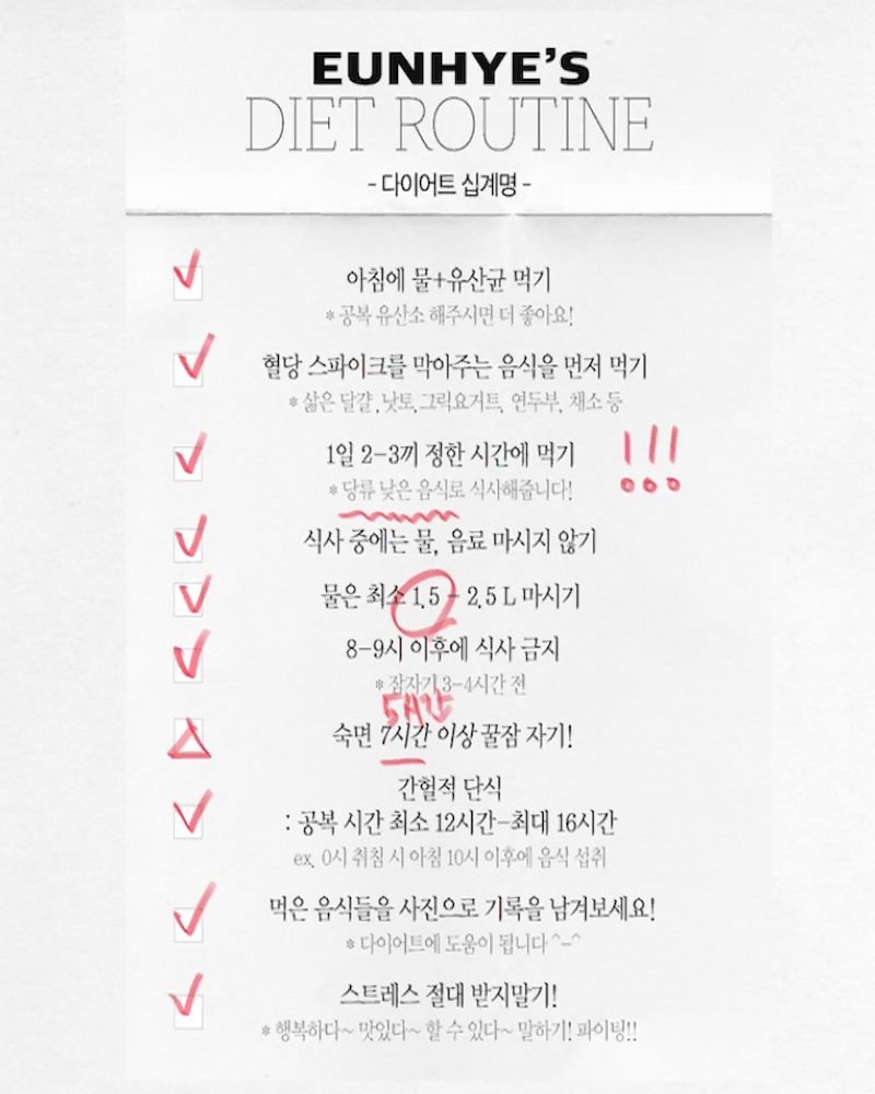 윤은혜 다이어트 성공 10계명